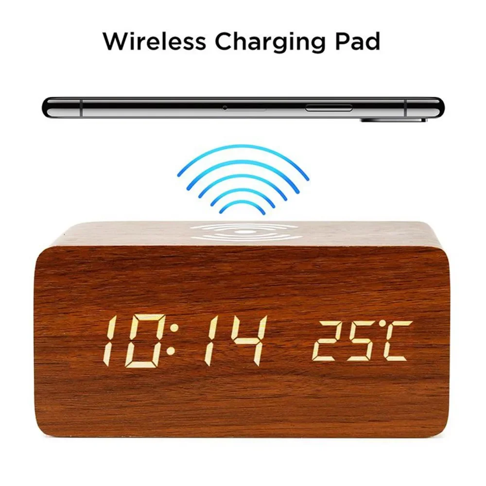 Alarm Clock LED Digital Wooden - Modern Electronics Gadgets review and price