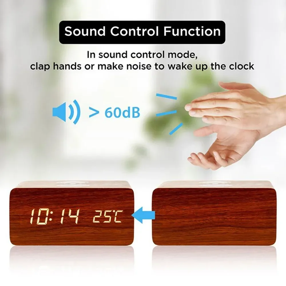 Alarm Clock LED Digital Wooden - Modern Electronics Gadgets review and price