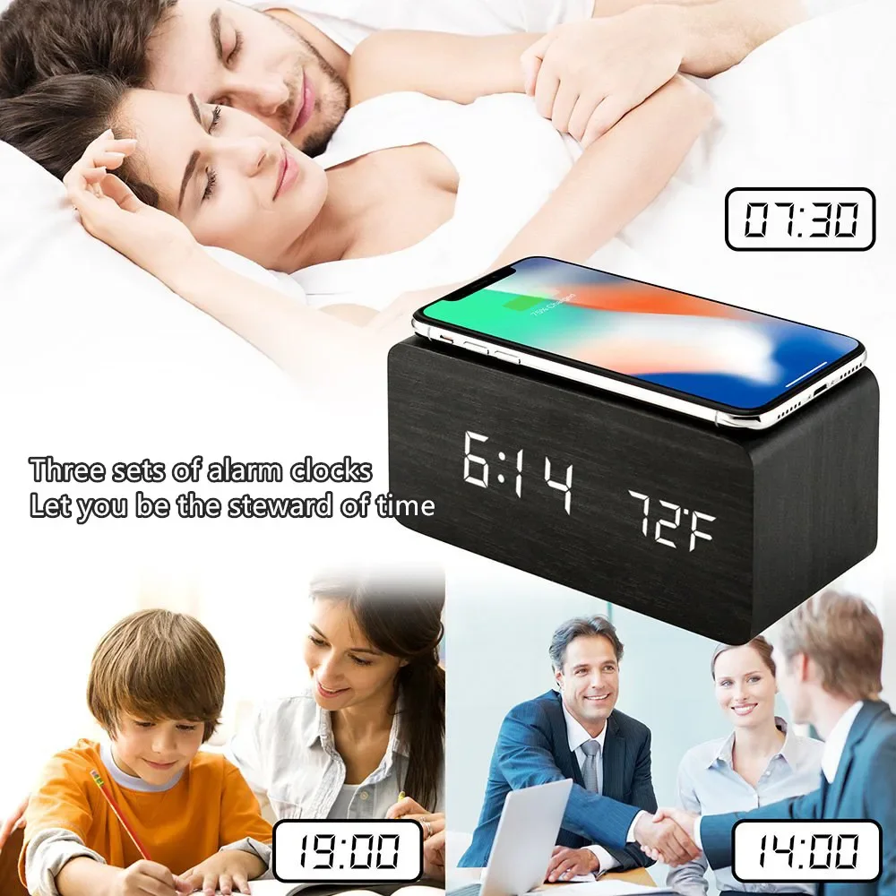 Alarm Clock LED Digital Wooden - Modern Electronics Gadgets review and price